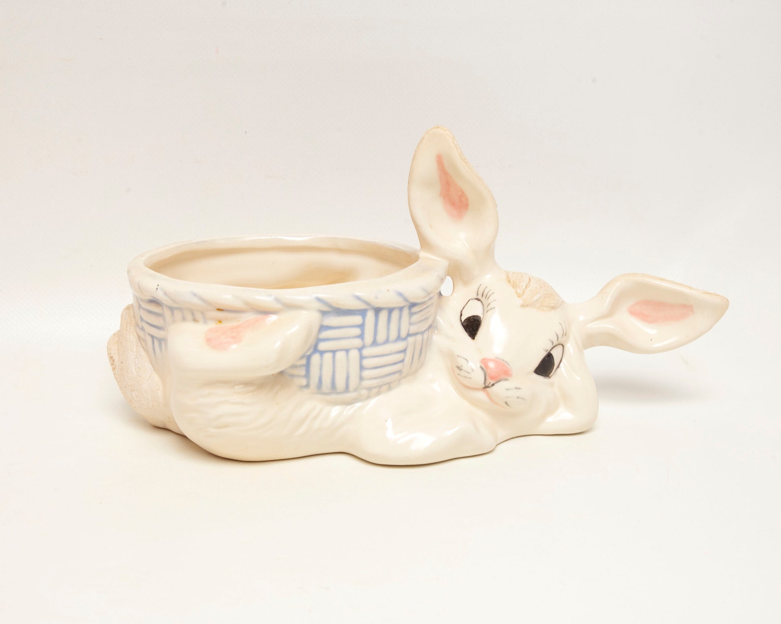 Vintage Ceramic Rabbit Planter Bunny Candy Bowl Long Eared Etsy