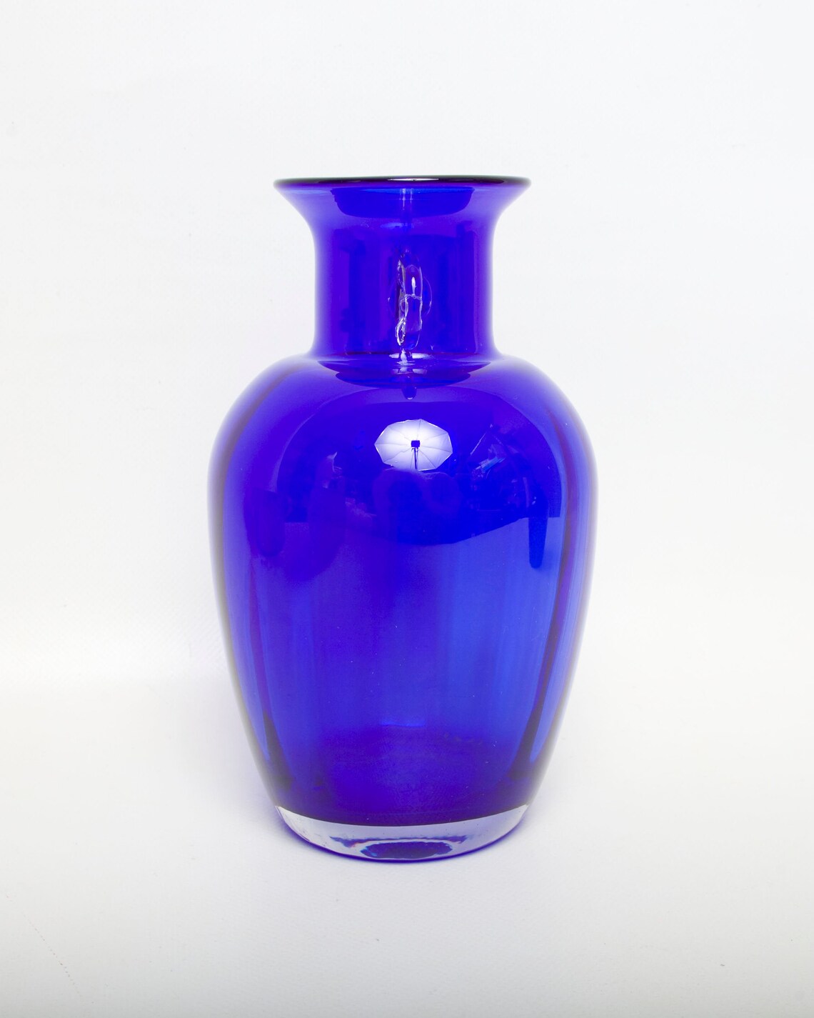 Vintage BLENKO Cobalt Blue Glass Urn Flower Vase Applied Etsy