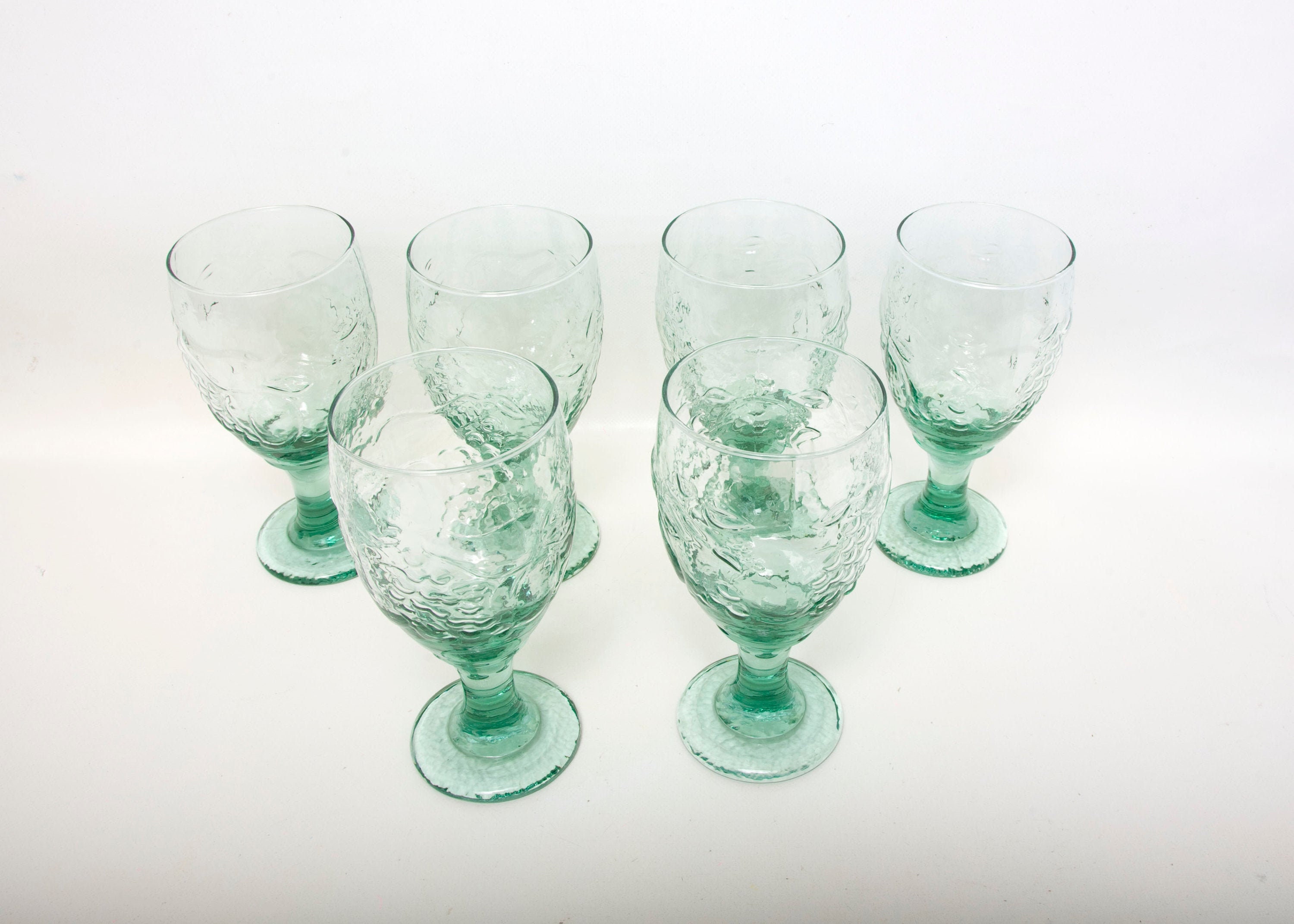 Vintage Libbey Glass Orchard Fruit Spanish Green Glass Goblets Etsy