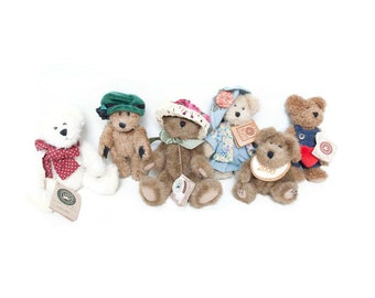 Boyds Bears Lotto di 6 - Herbie Bearlove, Ashlyn Labearsley, Allison Rose Berriweather, Latte O Bear, BLANCHE DE BEARVOIRE, 2000 Baby Bear