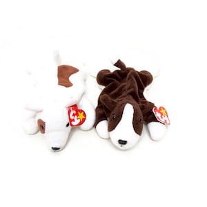 Vintage TY Beanie Babies BUTCH Bull Terrier 1998 - BRUN0 Terrier 1997 - Rare Plush Dogs