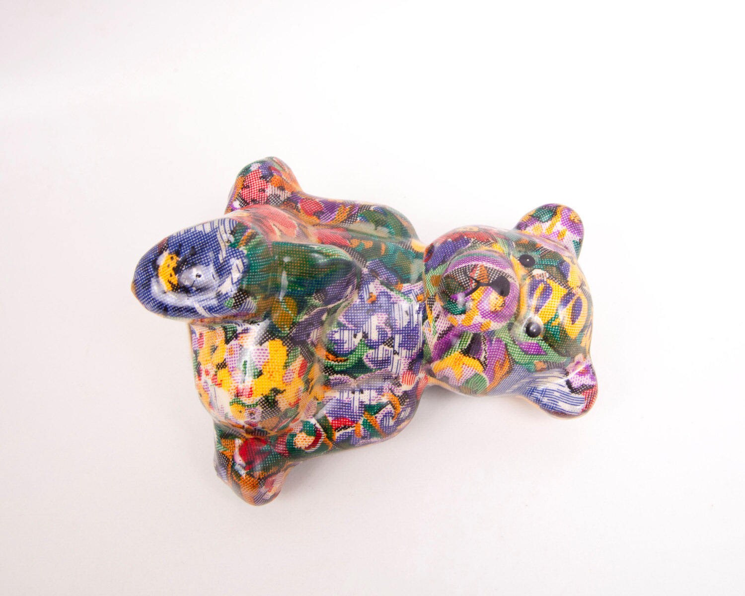 Vintage Paper Mache Teddy Bear Decoupage Bear Tapestry Design | Etsy