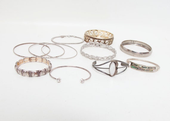 Vintage Lot of 11 Assorted Bracelets, Bangles, Cu… - image 3