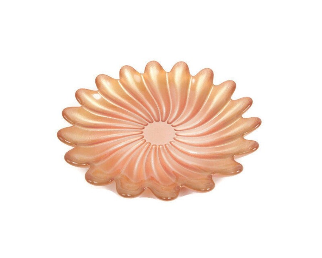 Vintage Frosted Gold Swirl Fluted Edge Iridescent Glass Bowl 8 Etsy