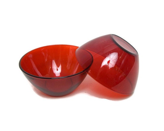 Vintage Arcoroc France Ruby Red Glass Bowls 5 Inch Dessert Etsy India
