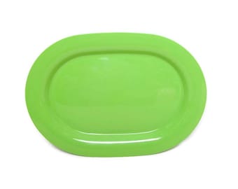 Vintage Lime Green Plastic Serving Platter | Luau Tiki Partyware