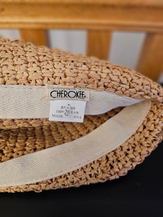 Vintage Cherokee Crochet Straw Bucket Hat - Sun P… - image 7
