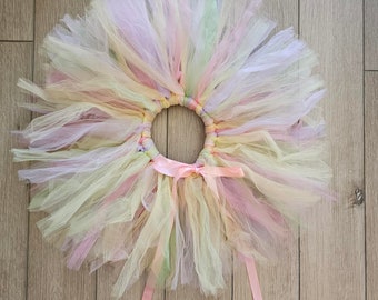 Exceptional Pastel Tutu - Tulle Skirt - Little Girls Baby and Toddler - Pink Satin Ribbon - Pageants Parties, Easter, 1st Birthday, Dress Up