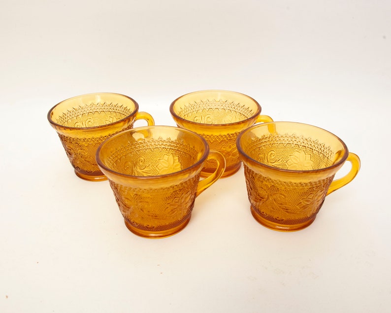 Vintage Amber Glass Snack Sets Tiara Exclusives Sandwich Glass Etsy
