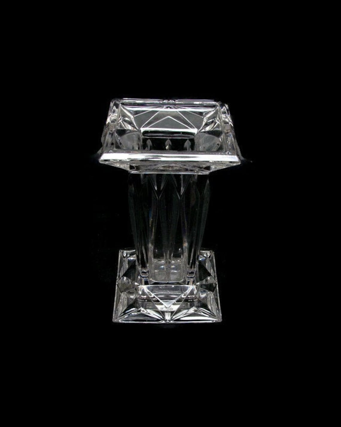 Vintage Square Crystal Column Vase Clear Lead Crystal German Etsy