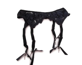 Liguero vintage de encaje negro de Victoria's Secret, talla M. Lencería íntima como nueva. Accesorio de tocador nupcial sexy y ajustable.