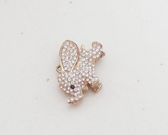 Vintage Austrian Crystal Elephant Pendant - White… - image 3