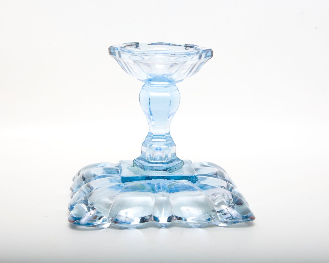 Vintage Tiara Blue Glass Stemmed Ashtray Footed Soap Dish Etsy