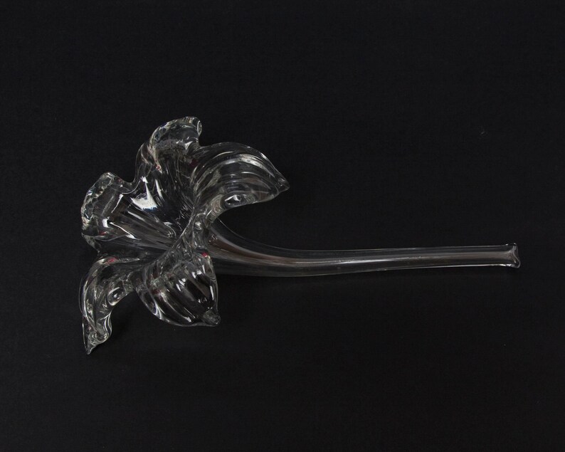Vintage Glass Flower Epergne Horn Vase Hand Blown Clear Art Etsy