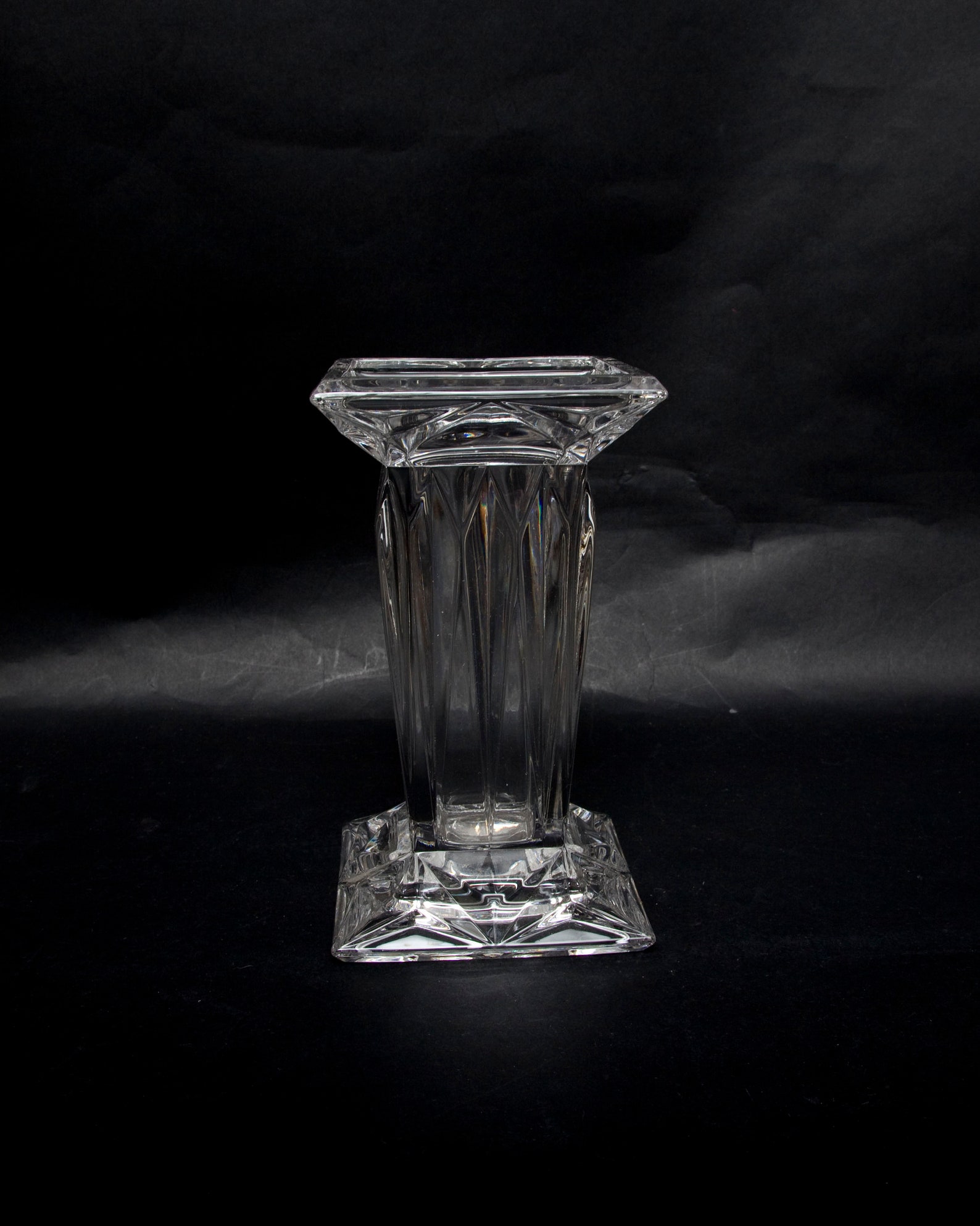 Vintage Square Crystal Column Vase Clear Lead Crystal German Etsy