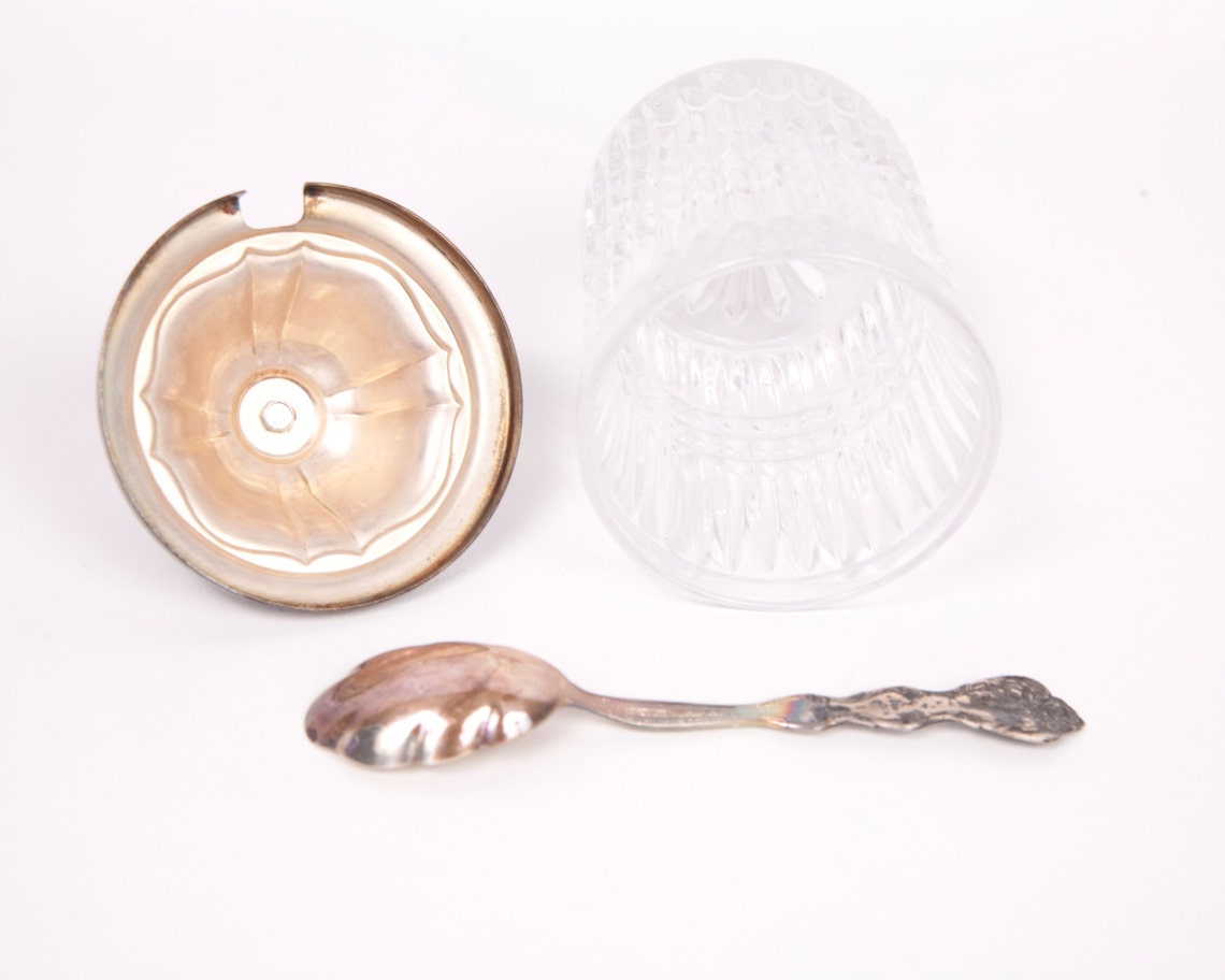 Vintage Silver Plate Lead Crystal Glass Condiment Jar Sugar Etsy