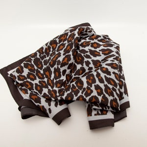 Vintage St Ramonde Leopard Print Scarf – 26x26 Inch Animal Print Headscarf Made in Japan