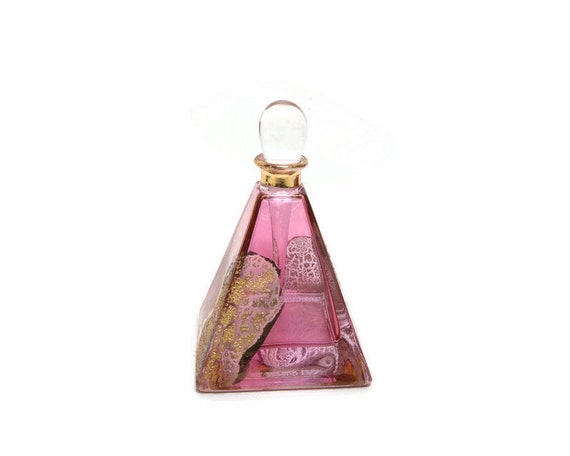 Vintage Czech Cranberry Glass Perfume Bottle - Py… - image 3