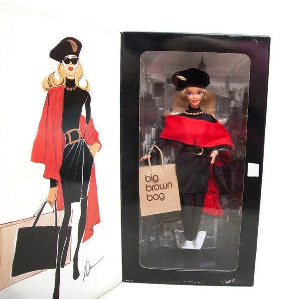 Donna Karan NY Bloomingdale's Limited Edition Barbie - 1995 Mattel 14545 - New With Box - Big Brown Bag - Blonde Hair Doll