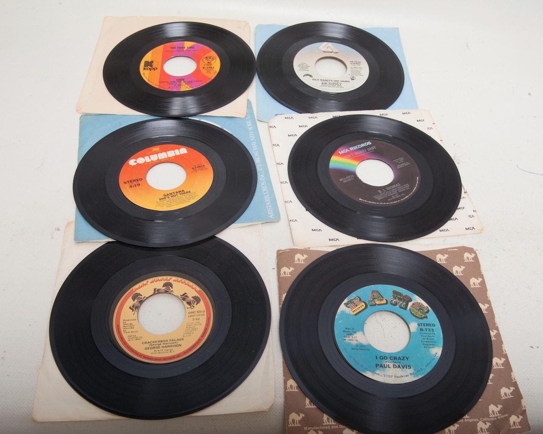 Vintage 70s-80s Hit Singles: 45 RPM Vinyl Record Lot - Pop, Rock, Soul ...