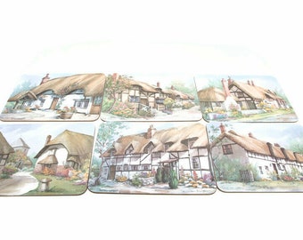 Vintage Thatched Cottage Placemats - Kelsey of Stonehouse - Set of 6