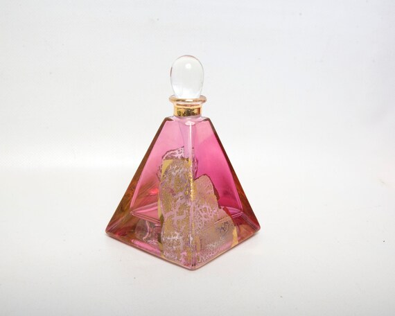 Vintage Czech Cranberry Glass Perfume Bottle - Py… - image 6