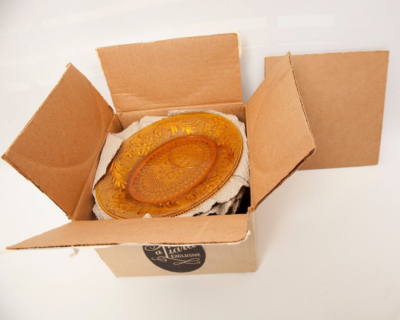 Vintage Amber Glass Snack Sets Tiara Exclusives Sandwich Glass Etsy