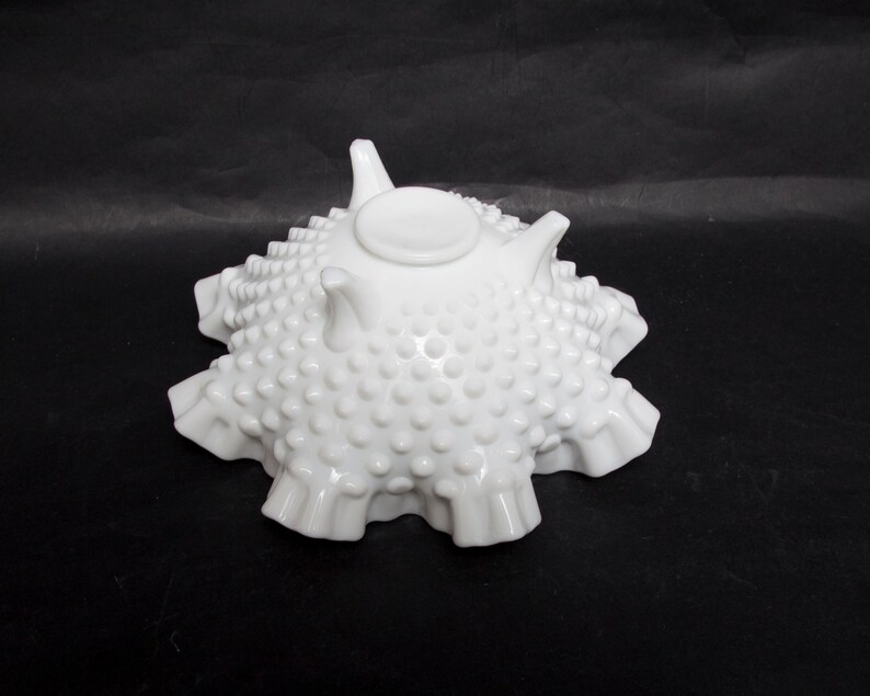 Vintage FENTON White Milk Glass Hobnail Candy Dish Three Etsy