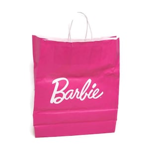 Borsa della spesa in carta rosa Barbie – Grande borsa da 19" con logo – Raro oggetto da collezione