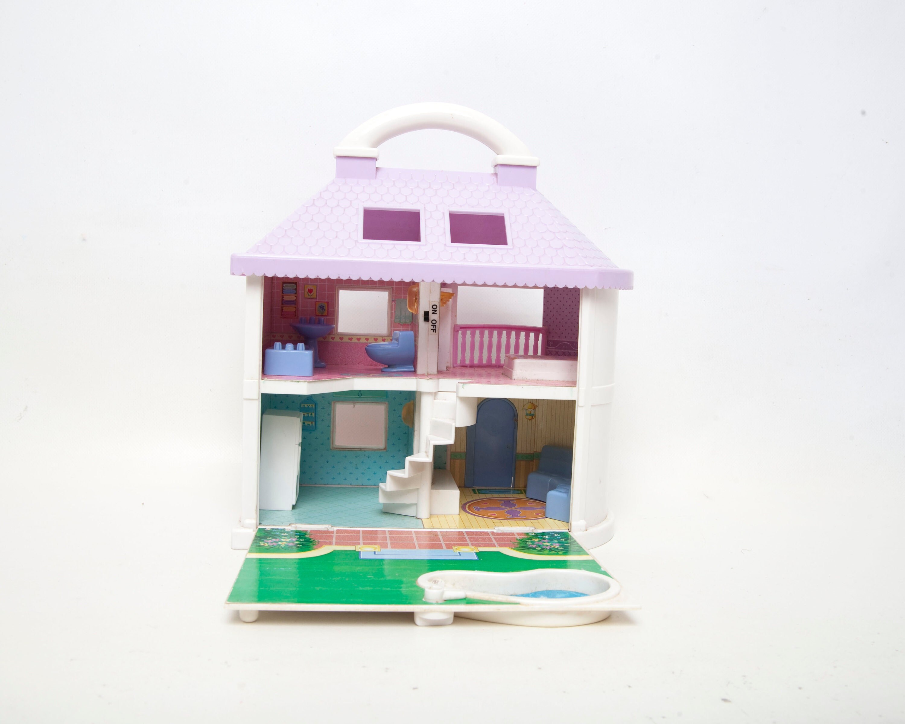 Vintage 1990s Blue Box Light up Carry Along Dream House With Etsy