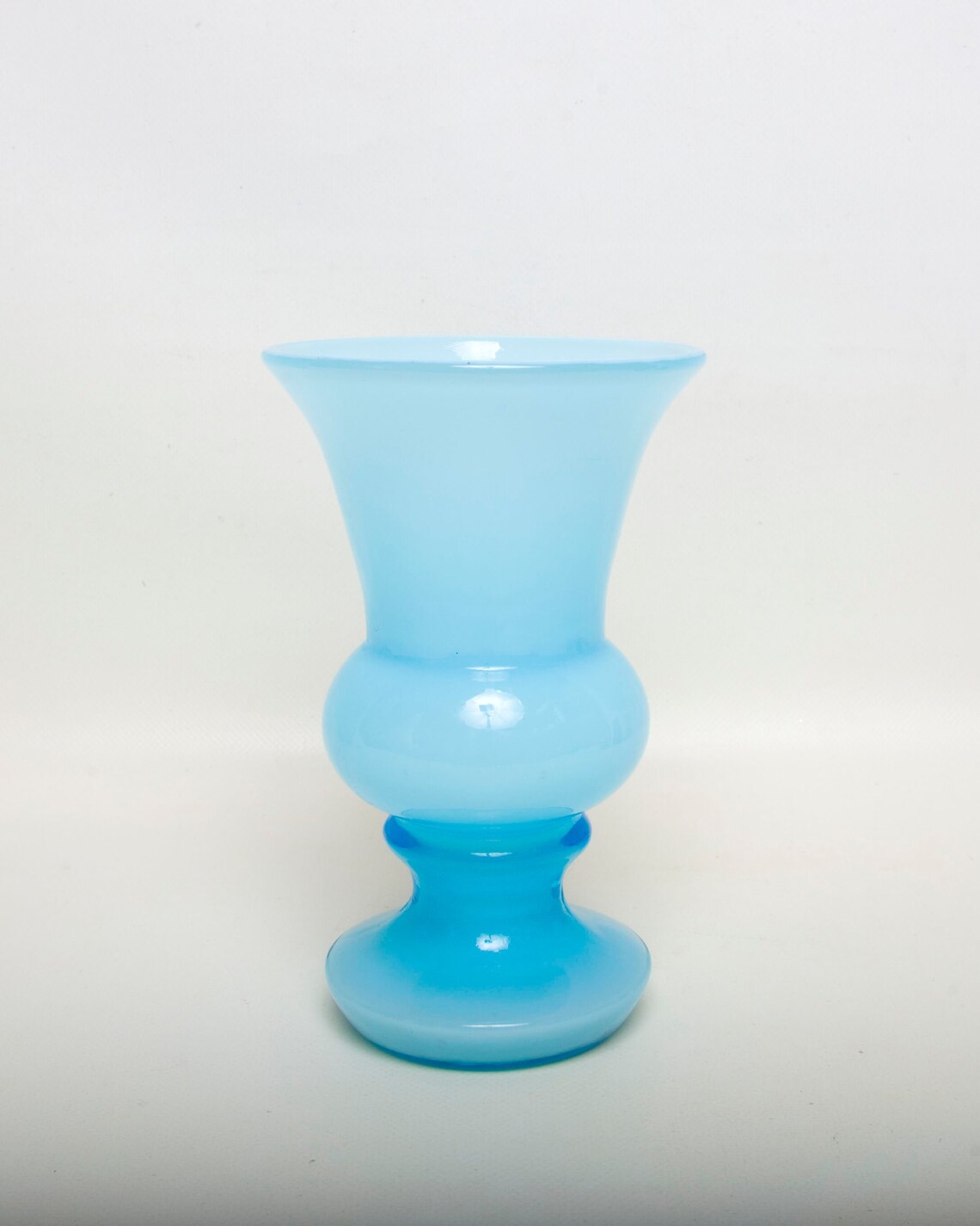 Vintage Blue Opaline Glass Vase Bohemian Kralik Czech Hand Etsy