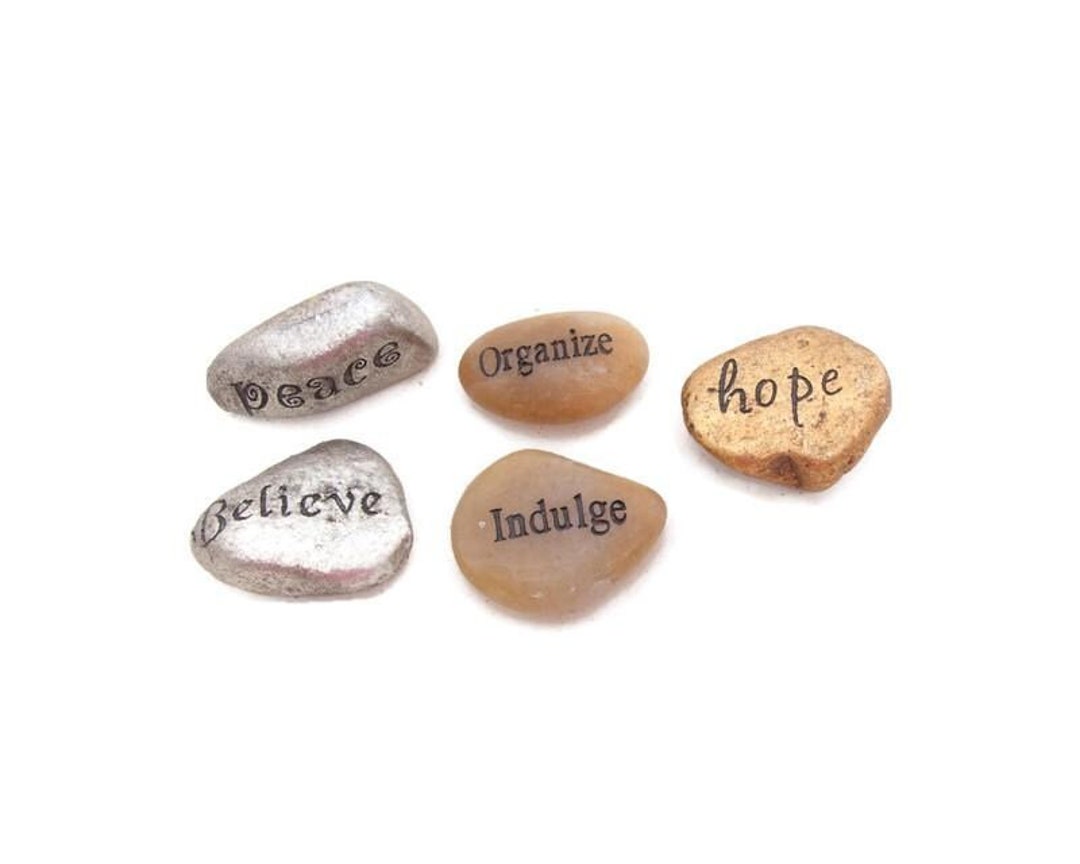 Vintage Inspirational Rocks Motivational Stones Hand Painted Set of 5 ...