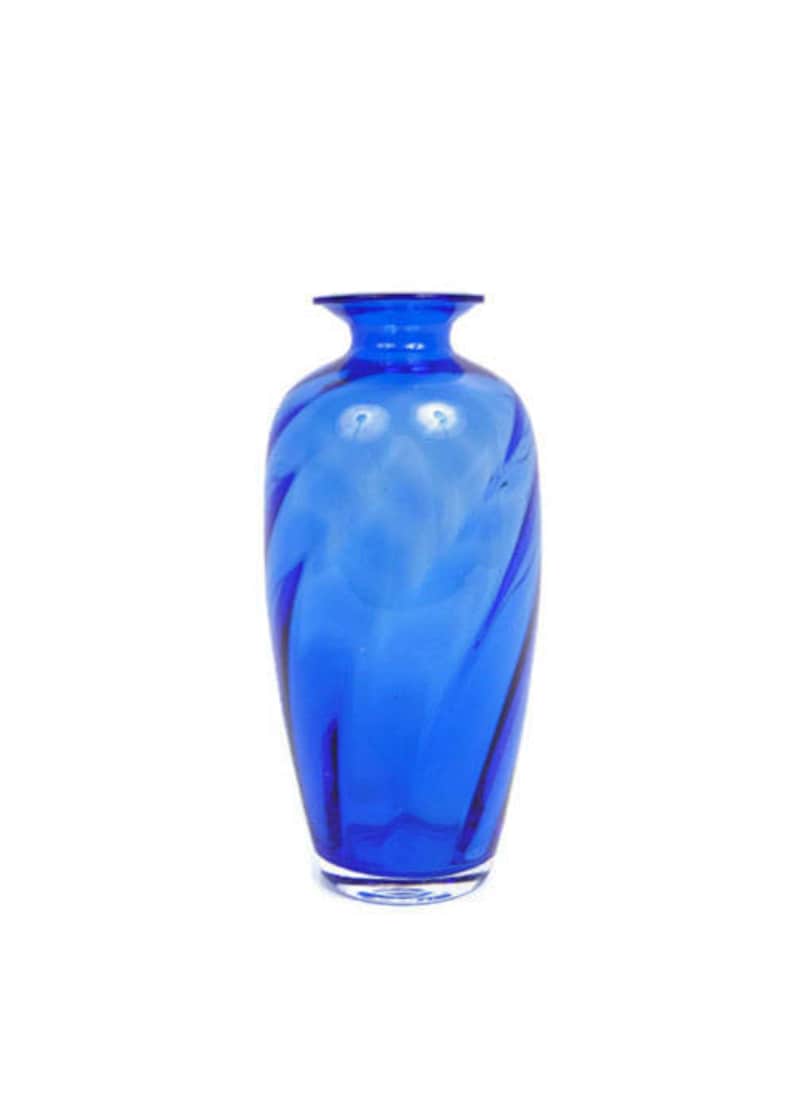 Vintage Cobalt Blue Glass Vase Bristol Glass Urn Ribbed Glass Flanged Lip Hand Blown Flared Top Polished Pontil Art Glass il 794xN 9uyb