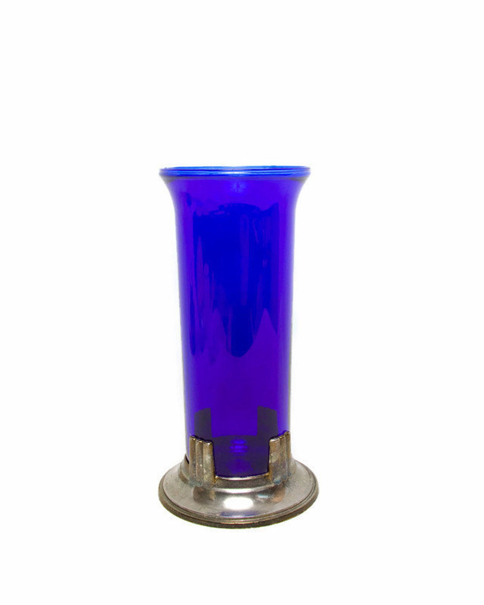 Vintage Cobalt Blue Glass Hurricane Candle Holder 800 Silver Etsy