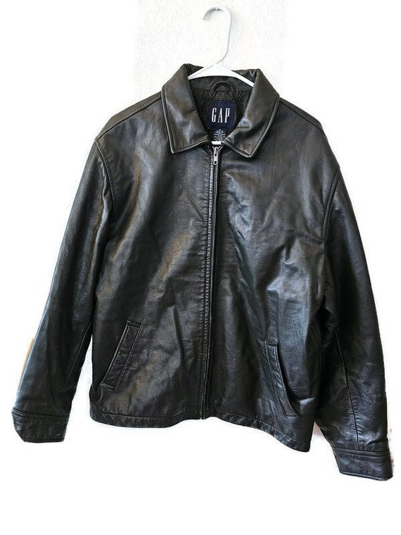 Vintage GAP Black Leather Jacket Men's Size M 38-4