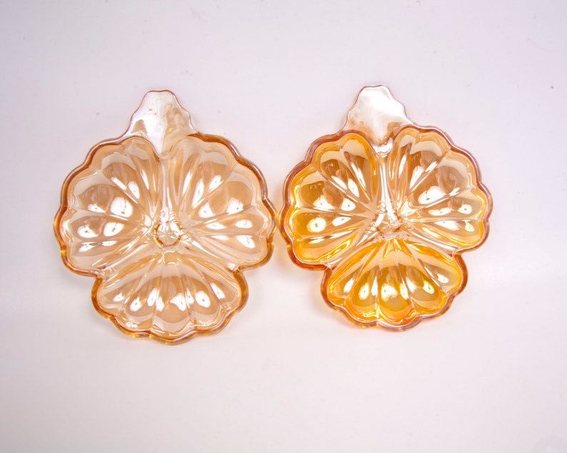 Vintage Marigold Carnival Glass Serving Trays Divided Candy Etsy