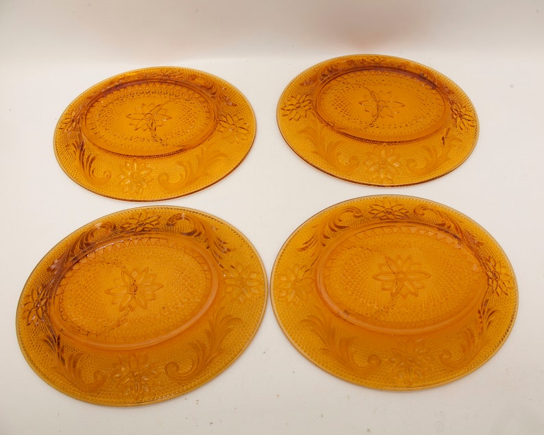 Vintage Amber Glass Snack Sets Tiara Exclusives Sandwich Glass Etsy