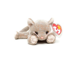 Muñeco Beanie Baby SCAT The Cat de TY vintage, de 1998, en excelente estado, con etiquetas nuevas.