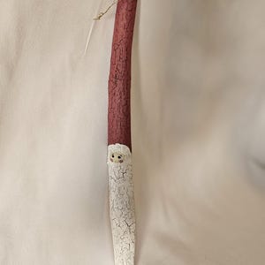 Vintage Hand Carved Driftwood Santa Ornament - 10 5/8&quot; - Hand Painted - Unique Christmas Decoration