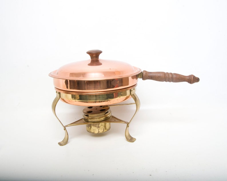 Vintage Copper and Brass Chafing Dish Fondue Pot Buffet Server Etsy