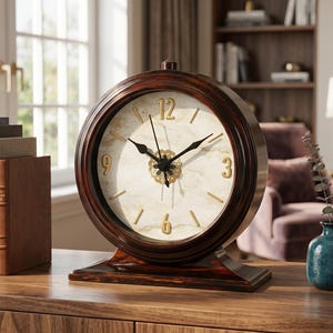 Vintage Table Clock Silent Non Ticking Desk Clock, Luxury Gold Number Clock, Elegant Bedside Clock, Quartz Mantel Clock, Classic Home Decor