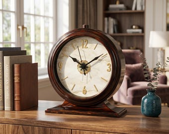 Vintage Table Clock Silent Non Ticking Desk Clock, Luxury Gold Number Clock, Elegant Bedside Clock, Quartz Mantel Clock, Classic Home Decor