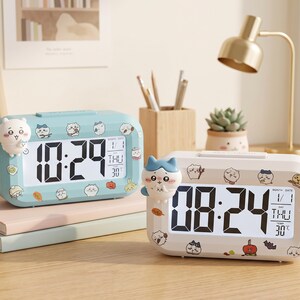 Chiikawa Digital Alarm Clock, Kawaii Desk Clock with Temperature, Cute Anime Room Decor, Study Desk & Bedside Clock