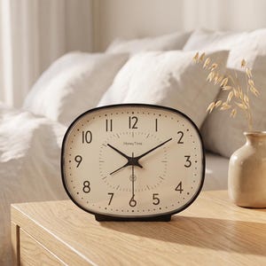 Sveglia analogica silenziosa, orologio da comodino vintage, orologio da scrivania senza ticchettio, piccolo orologio da tavolo, decorazione per camera da letto, orologio da ufficio, regalo