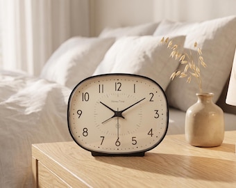 Silent Analog Alarm Clock, Vintage Bedside Clock, Non Ticking Desk Clock, Small Table Clock, Bedroom Decor, Office Clock, Gift