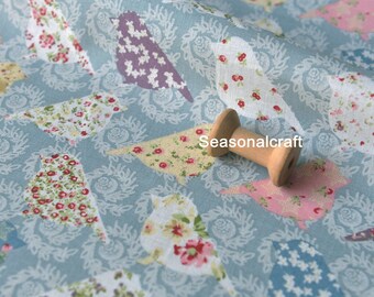 Multicoloured Birds With Cages Light Canvas fabric by the metre