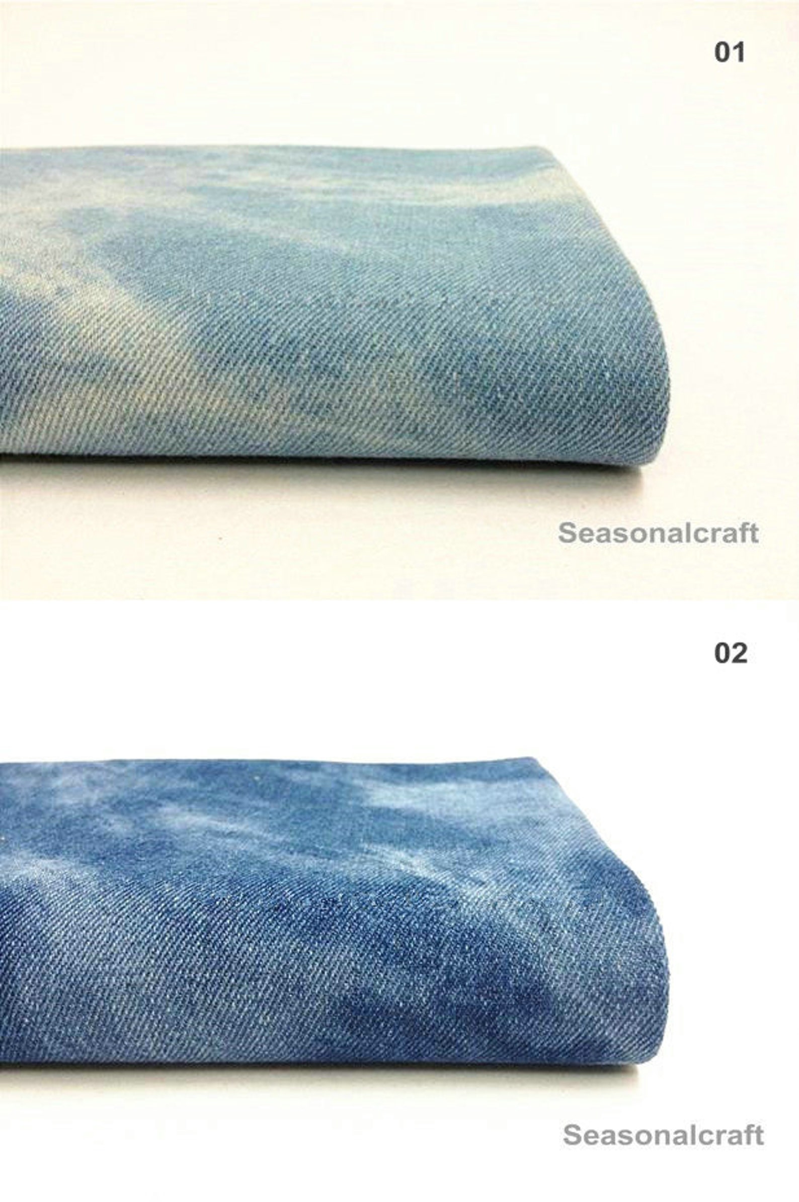Denim Cotton Fabric Washed Denim tiedye blue Etsy