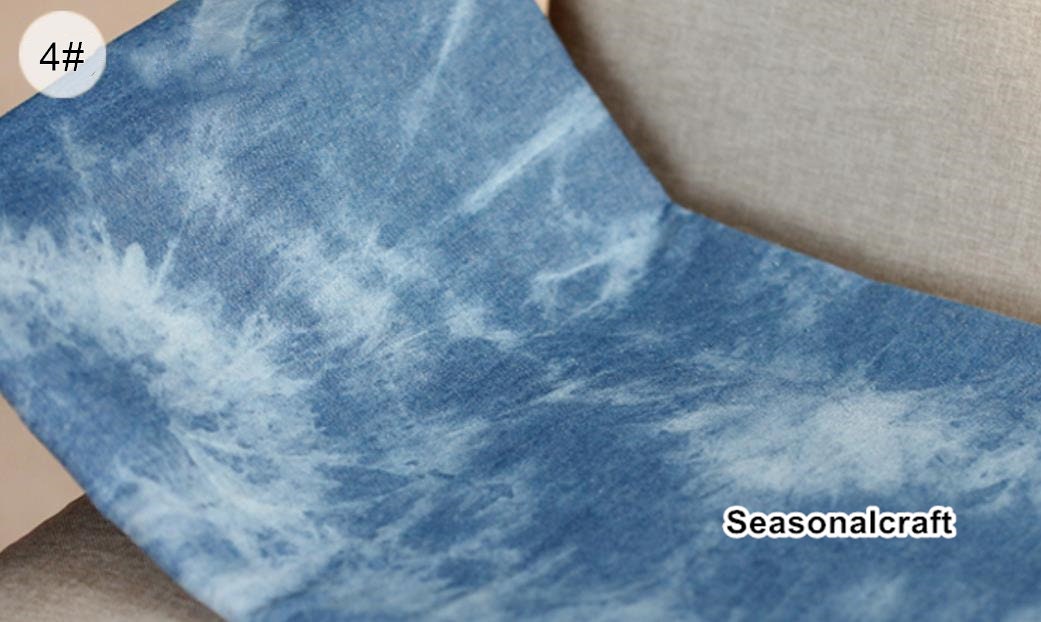 Denim Cotton Fabric Washed Denim tiedye blue Etsy