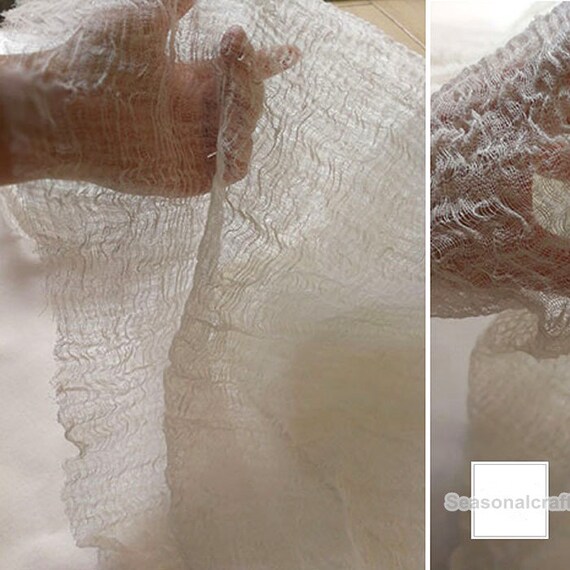 Hazy Design White Pure Linen Fabric Gauze Creases Fold Etsy