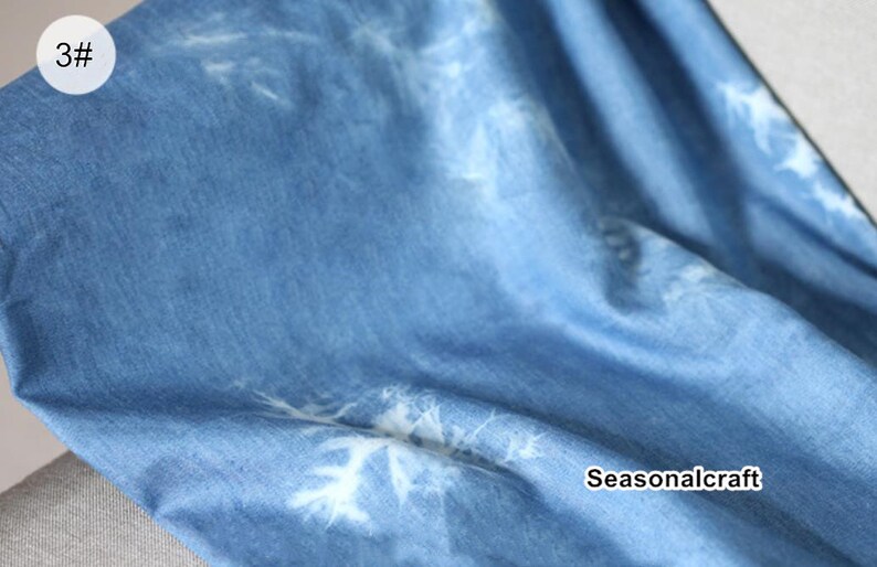 Denim Cotton Fabric Washed Denim tiedye blue Etsy